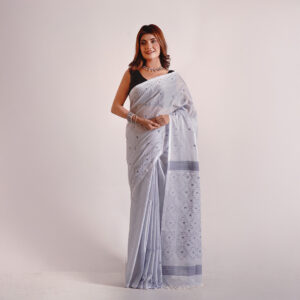Sky Blue Mercerized Cotton Saree