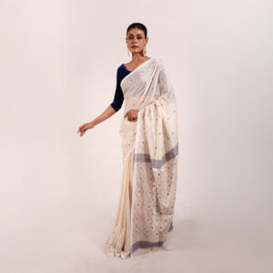Beige Mercerized Cotton Saree