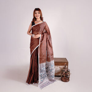 Coffee Mercerized Cotton Saree