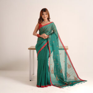 Green Mercerized Cotton Saree