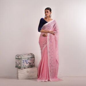 Pink Mercerized Cotton Saree