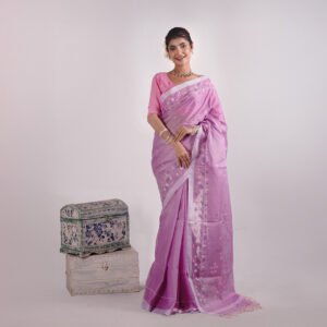 Lavender Mercersized Cotton Saree