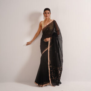 Black Mercerized Cotton Saree
