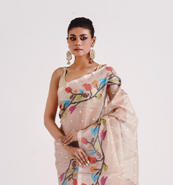 Snad Beige Resom Silk Saree