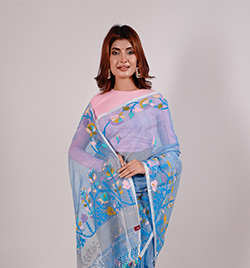 Sky Blue Resom Silk Saree