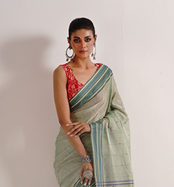 Mint Green Mercerized Saree