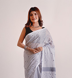 Sky Blue Mercerized Cotton Saree