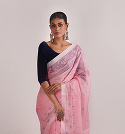 Pink Mercerized Cotton Saree